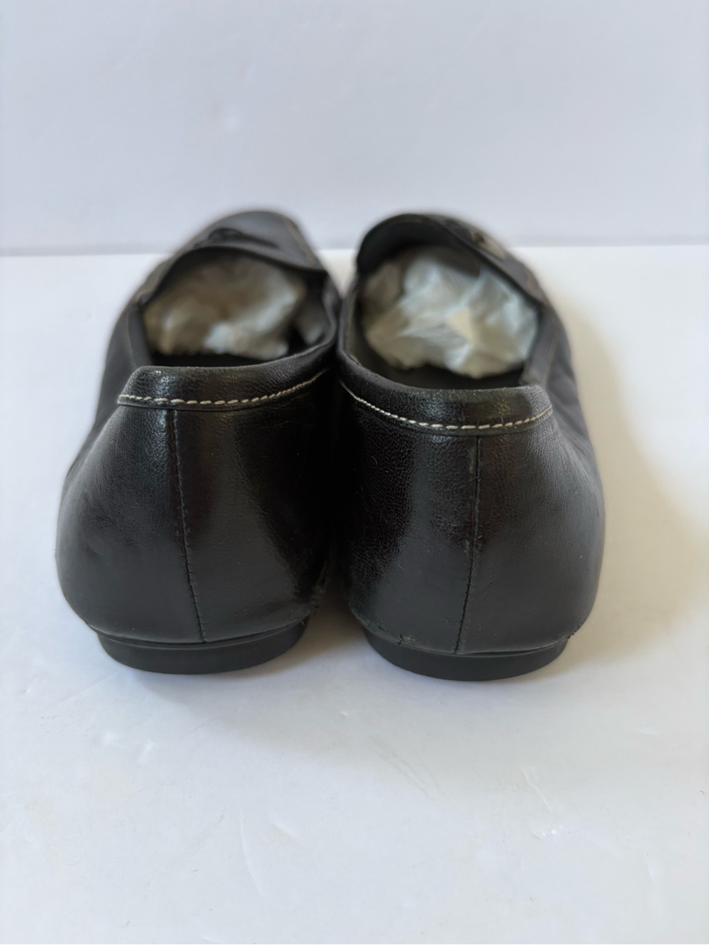 Authentic Prada Black Leather Loafers Flats Logo 36.5 Career Academia Preppy - Picture 5 of 10
